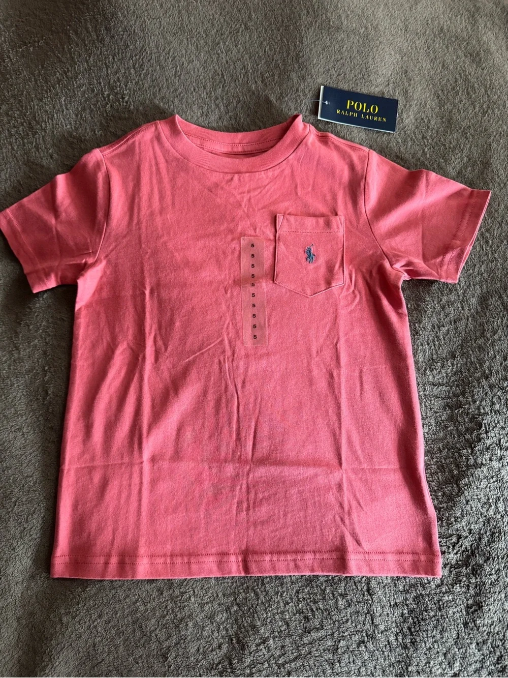 Ralph Lauren Crewneck Pocket Tee in Coral Pink for Kids